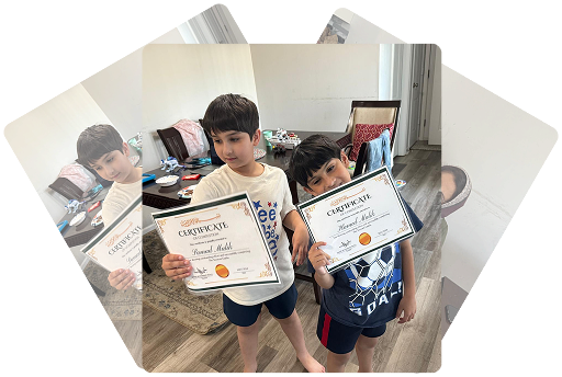 Happy students holding their Quran course certificates